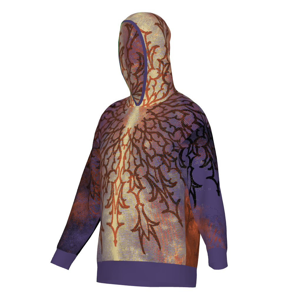 Milky Way Mandala Hoodie, three-quarter view from the left