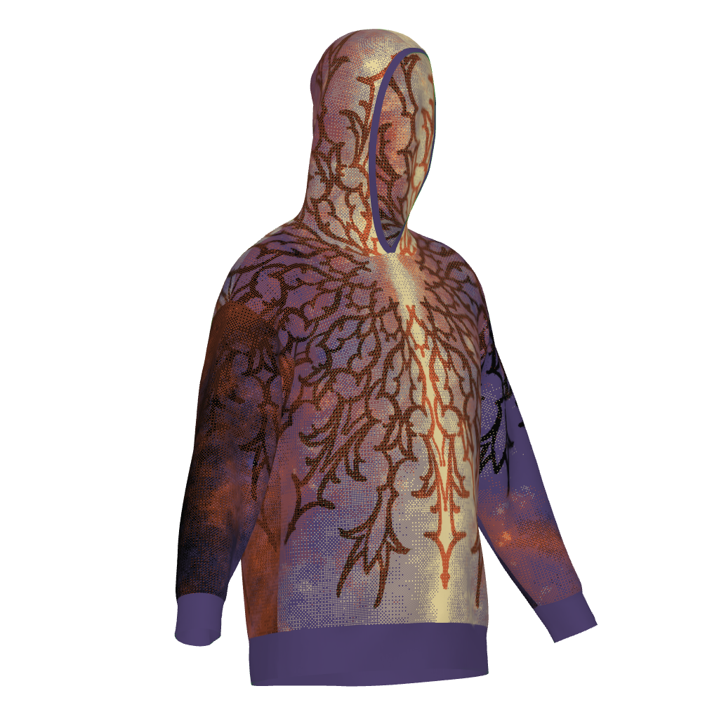 Milky Way Mandala Hoodie, three-quarter view from the right